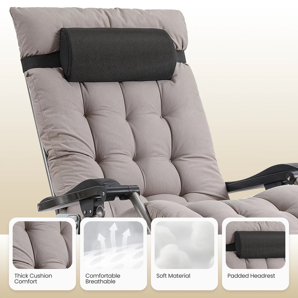 Naipo Zero Gravity Chair, Folding Adjustable Indoor Outdoor Foldable Padded Lounge Chair Reclining Lounge Chair with Removable Cushion, Headrest and Cup Holder, 353lbs