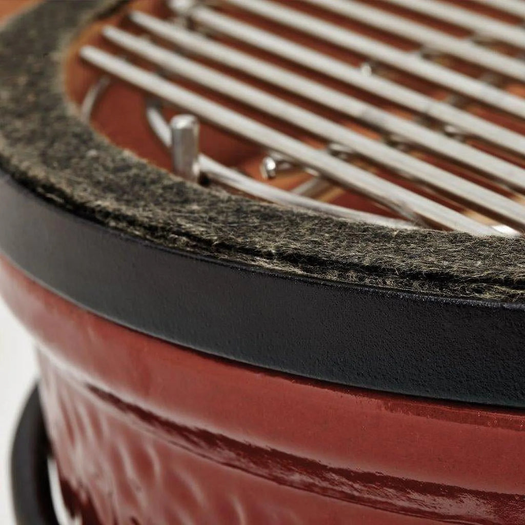 Kamado Joe Joe Jr. 13.5 in. Portable Charcoal Grill in Red with Cast Iron Cart, Heat Deflectors and Ash Tool