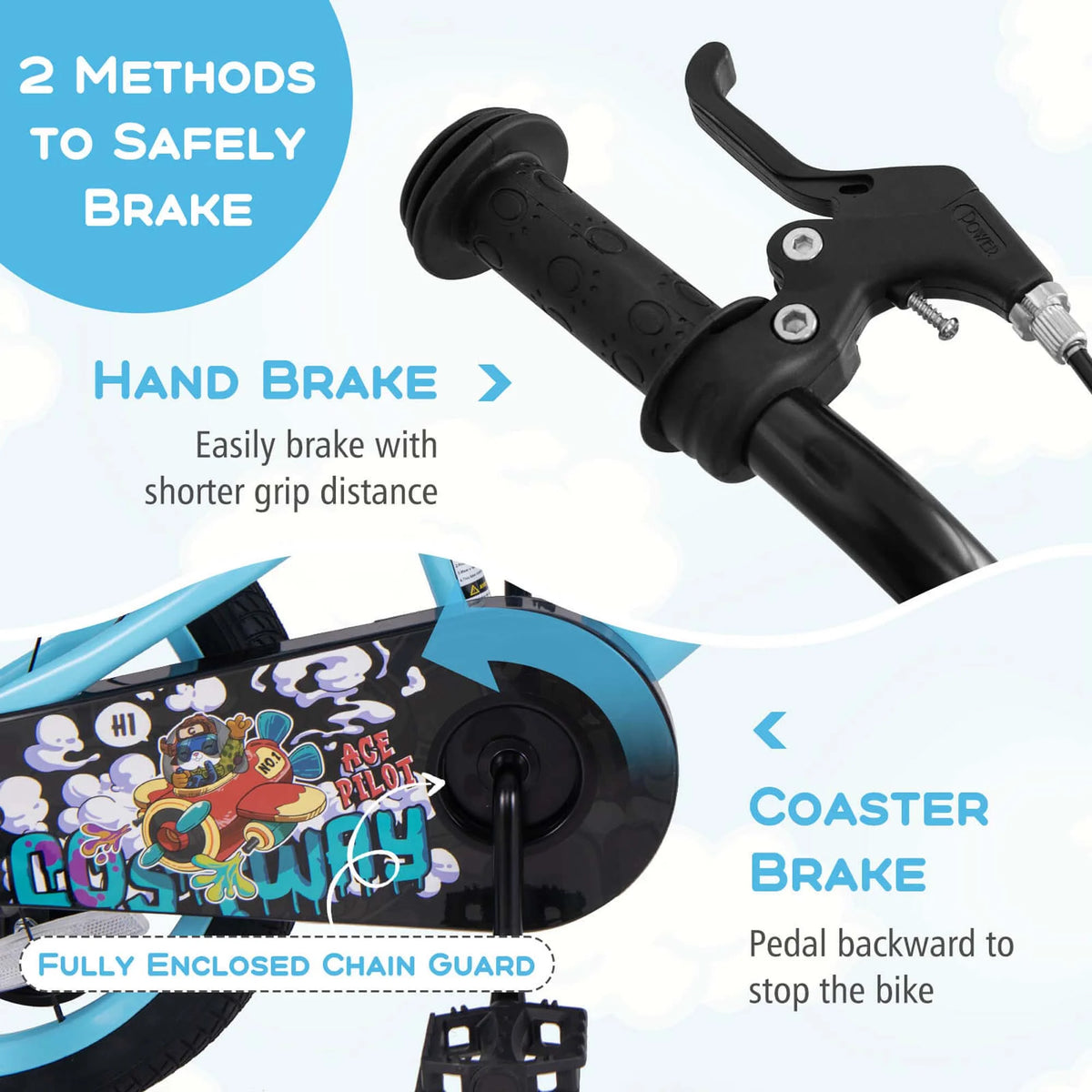 Costway 16" Kid’s Bike for 4-7 with Height-Adjustable Handlebar & Saddle Handbrake Blue
