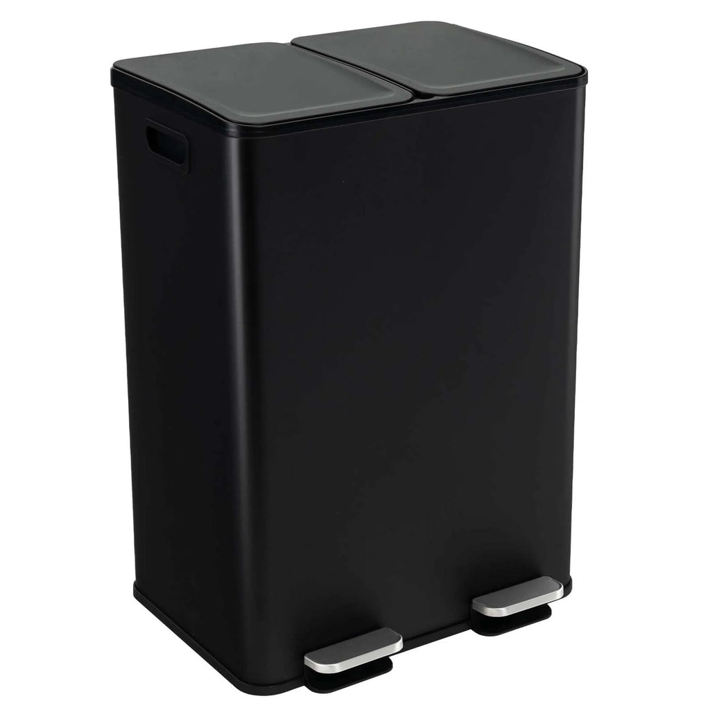 Costway 16 Gallon Dual Step Trash Can Recycle Bin Stainless Steel Bucket Pedal Silver