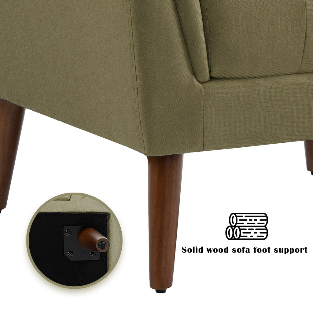 DREAMSIDEA Accent Chair Set of 2 Living Room Chair Linen Upholstered Comfortable Armchair Modern Chairs for Living Room Bedroom Indoor Furniture, Beige