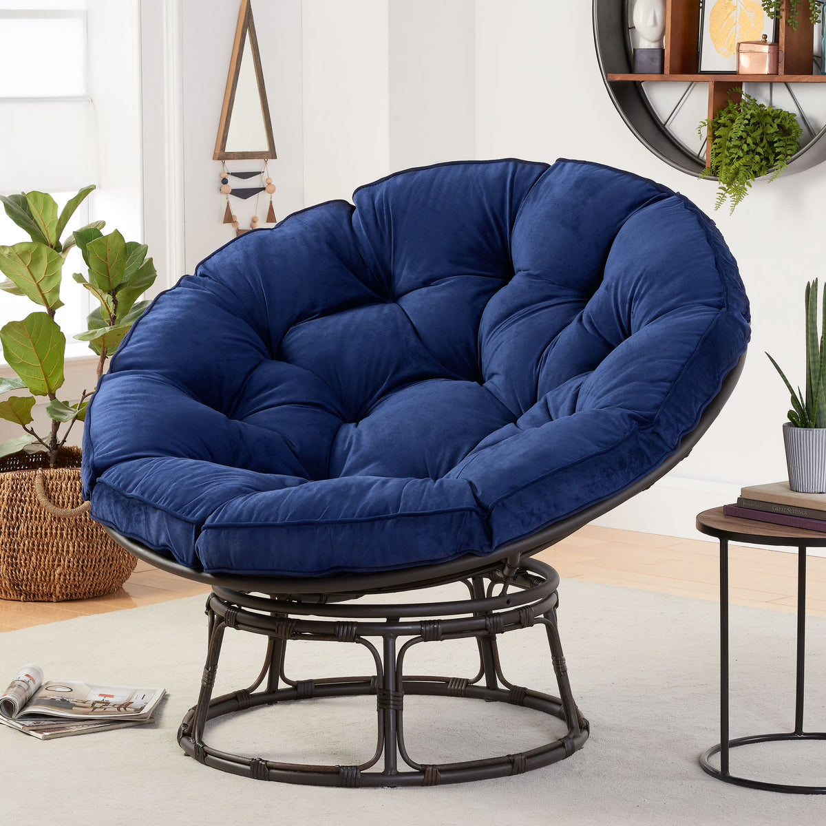 Better Homes & Gardens Papasan Accent Chair, Gray Linen
