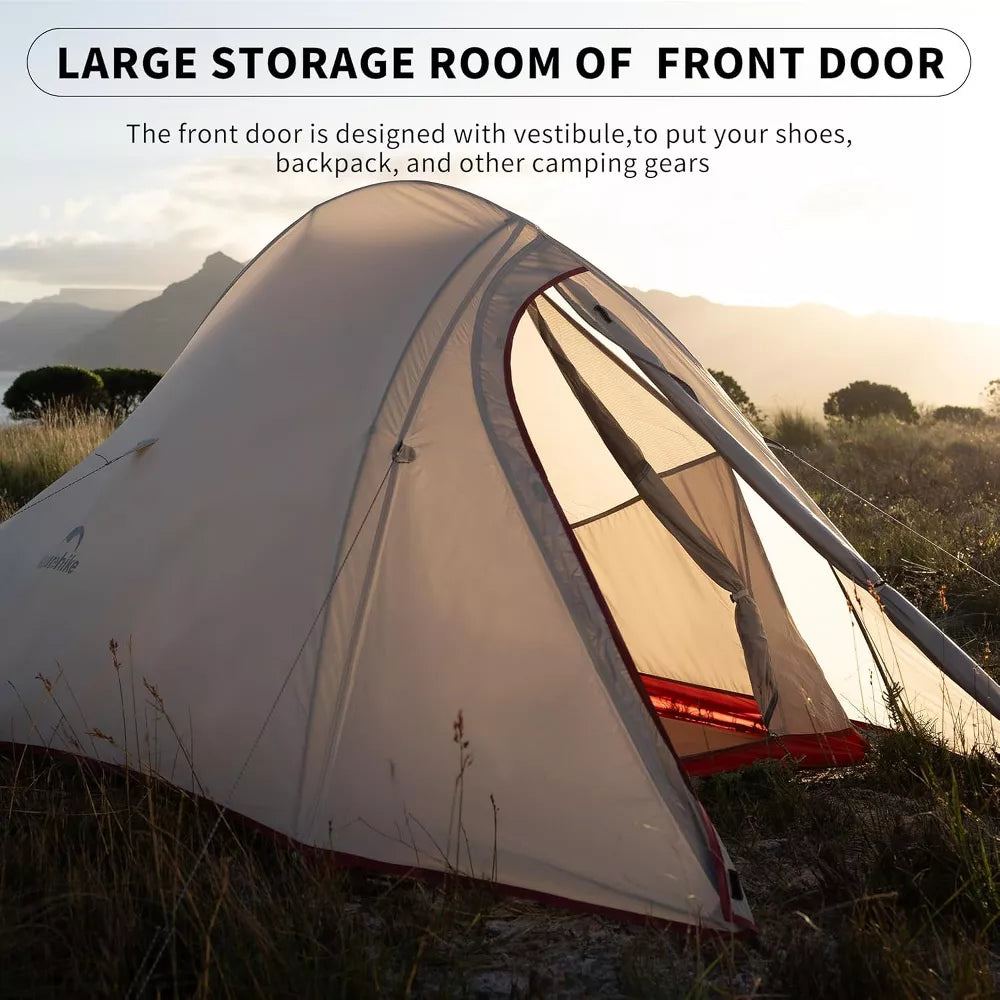 Naturehike 2 Person Tent Lightweight Backpacking Tent with Footprint - Free Standing Ultralight Camping Hiking Backpack Tents, 7.22 5.25ft, Sand