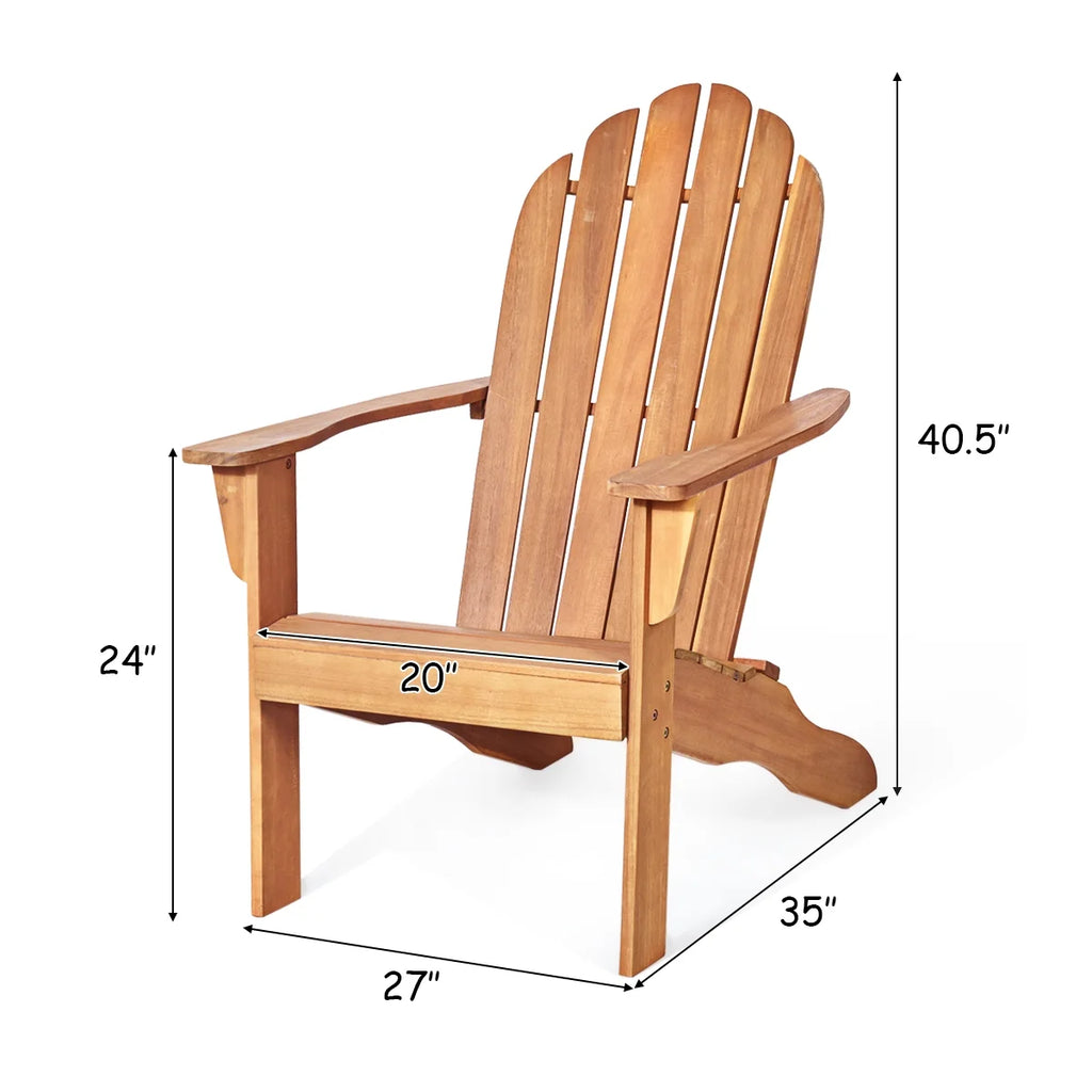 Costway Outdoor Adirondack Chair Accent Chair Solid Wood sturdy Patio Garden Deck Furniture Gray