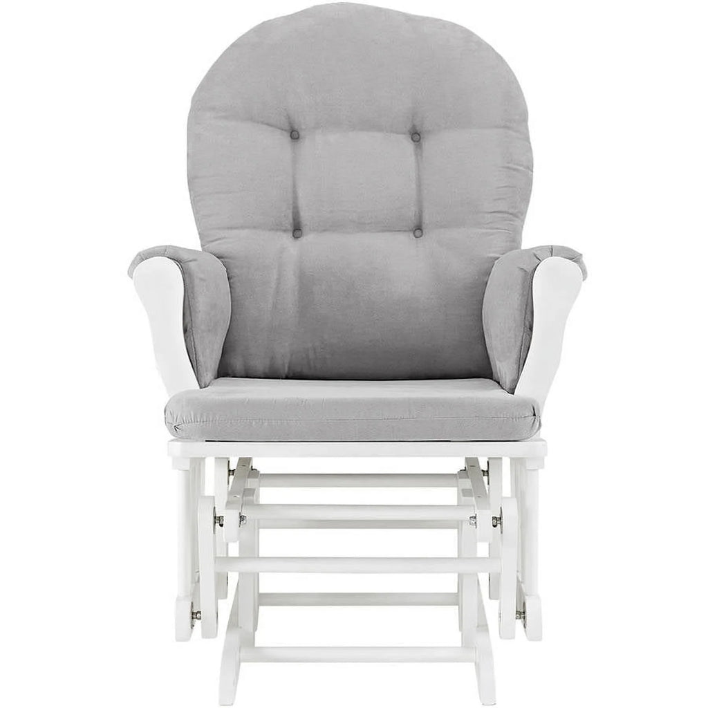 Angel Line Windsor Glider and Ottoman, Natural Finish with Gray Cushions