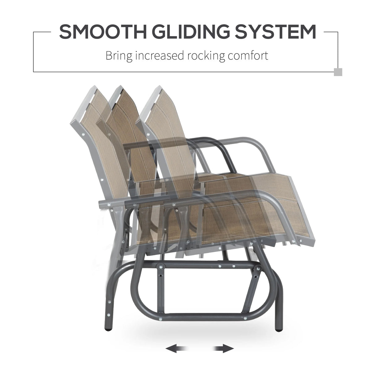 Outsunny 2-Person Outdoor Glider Bench, Patio Double Swing Rocking Chair Loveseat w/Powder Coated Steel Frame for Backyard Garden Porch, Black