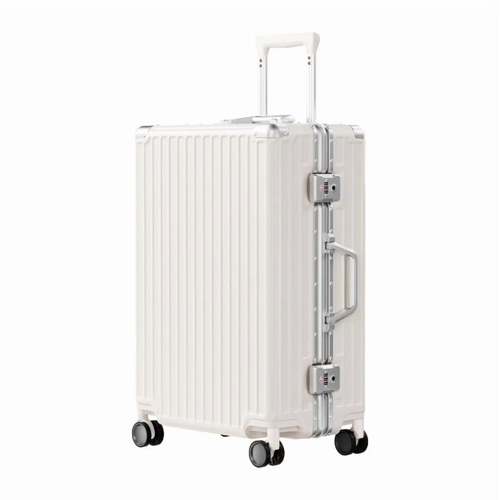 Luggage Aluminium Frame PC ABS Hardshell Suitcase with Spinner Wheels TSA Lock Zipperless Luggage 28 inch Silver