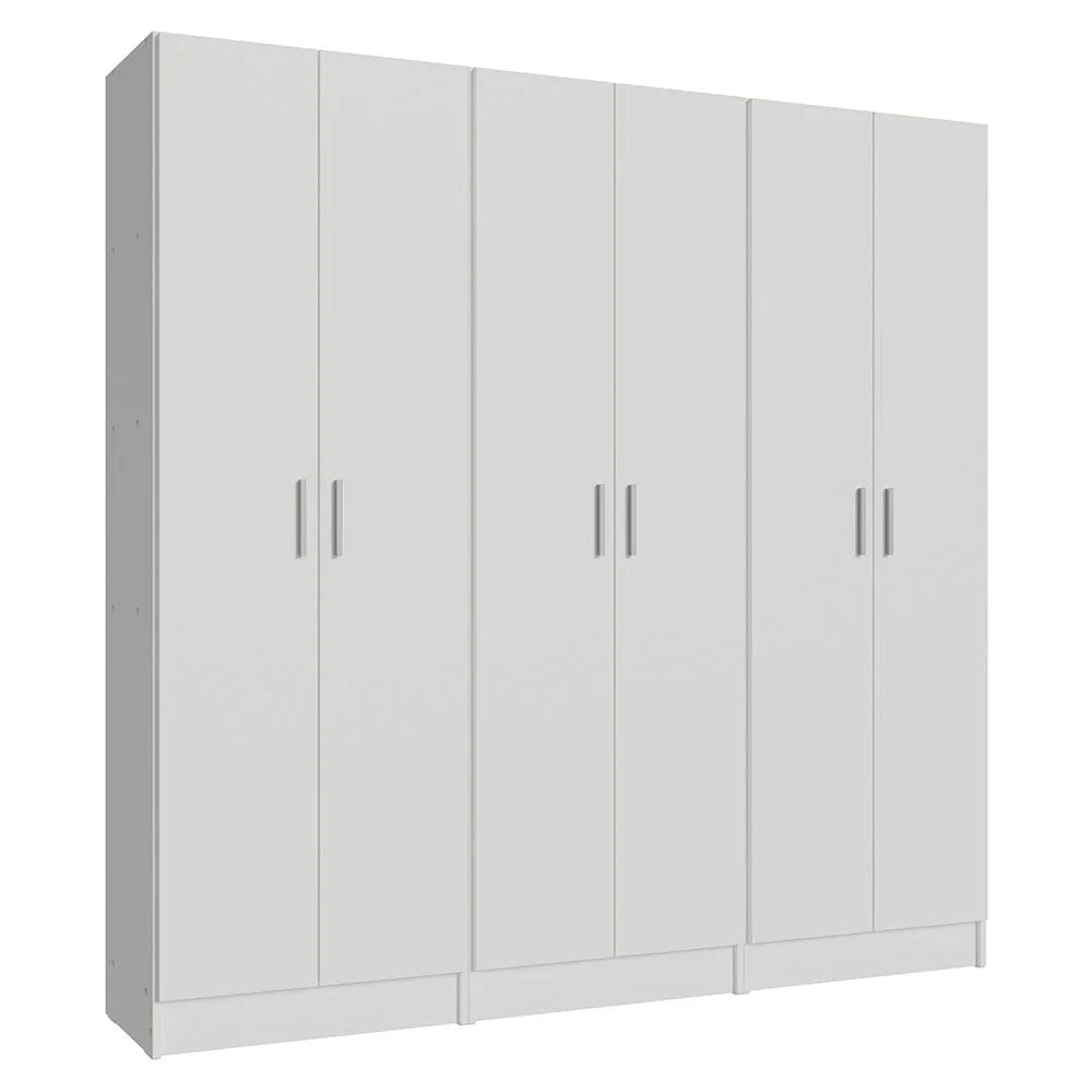 Madesa Garage Set 3 Pantry Storage Cabinet with 15 Utility Shelves 71"L Wooden Organization Unit for Garage - White