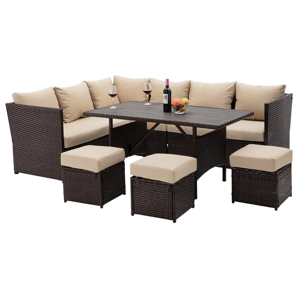 Danrelax 7-Piece Patio Conversation Set, Outdoor Sectional Sofa, PE Rattan Wicker Furniture, Steel Frame, Gray