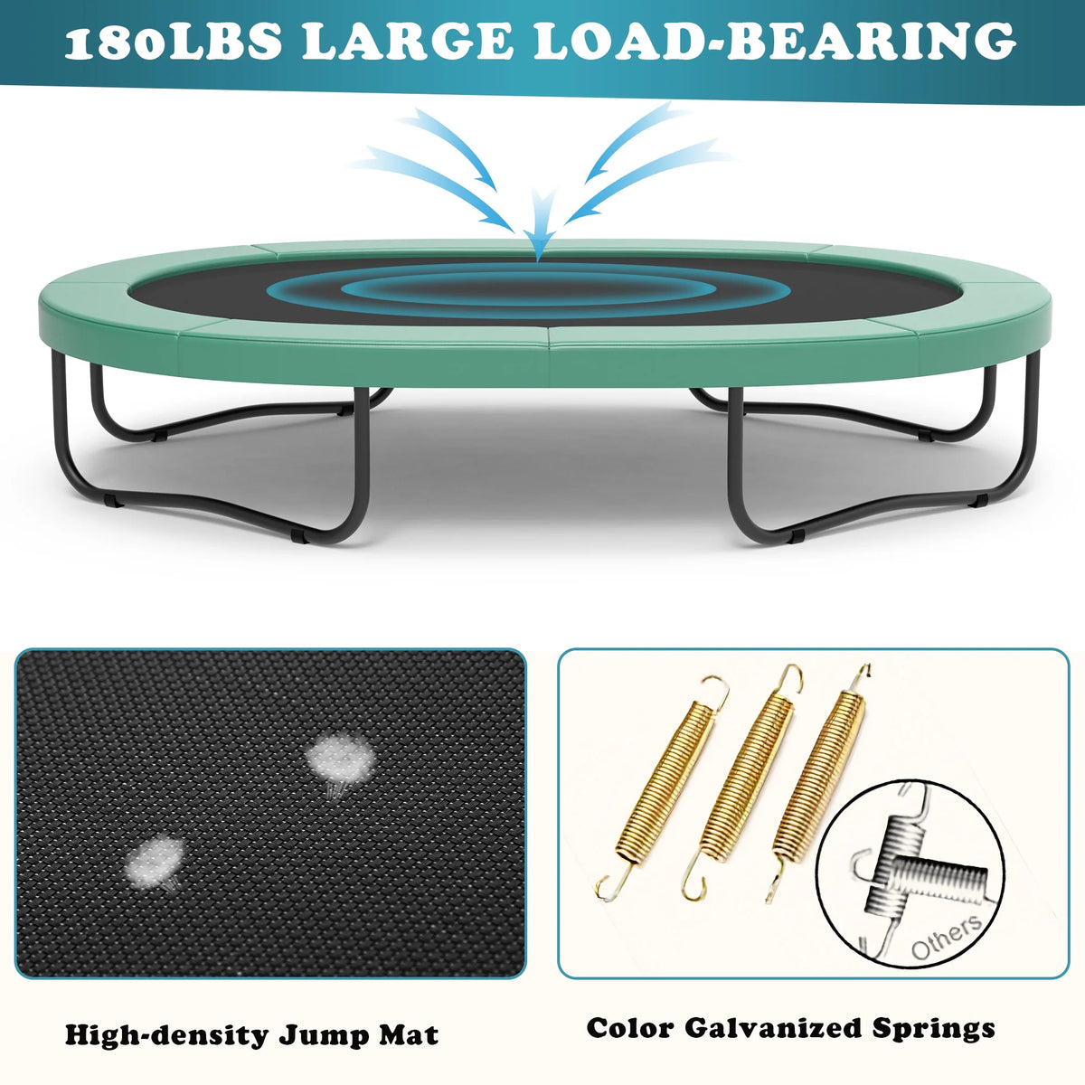 Seizeen 6FT Trampoline for Kids, 3-IN-1 Rectangular Outdoor/Indoor Trampoline with Enclosure, Basketball Hoop, Swing
