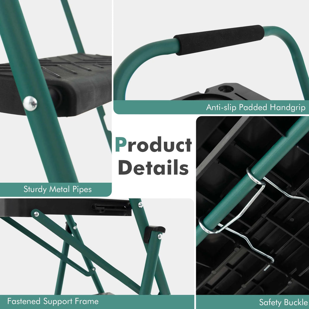 Costway 4 Step Ladder Folding Portable Anti-Slip Steel Step Stool 330lbs with Tool Platform