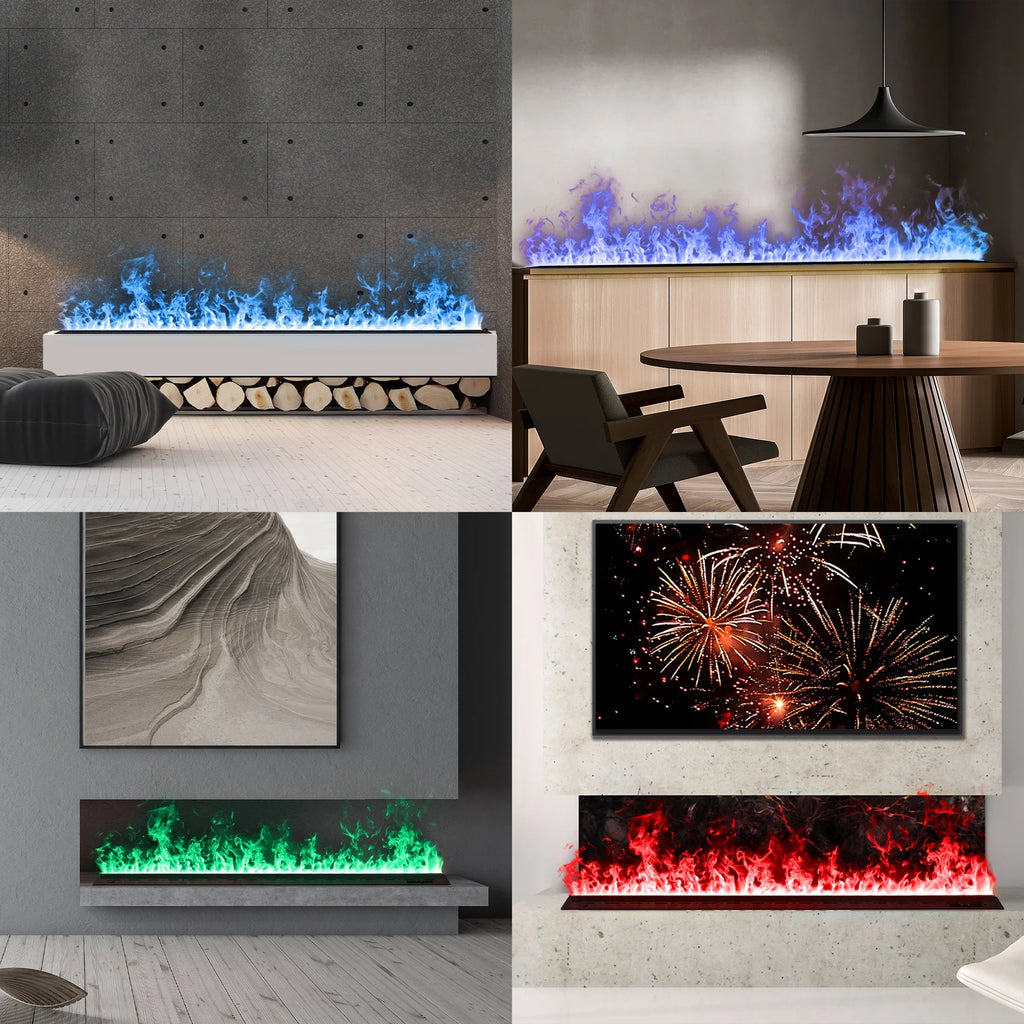 31.5-inch Water Vapor Fireplac with Dual-mode Water Supply System,Vapor Fireplace with 3D Realistic Flame,Electric Fireplace with Remote/Touch Control for Timer,Dimmable