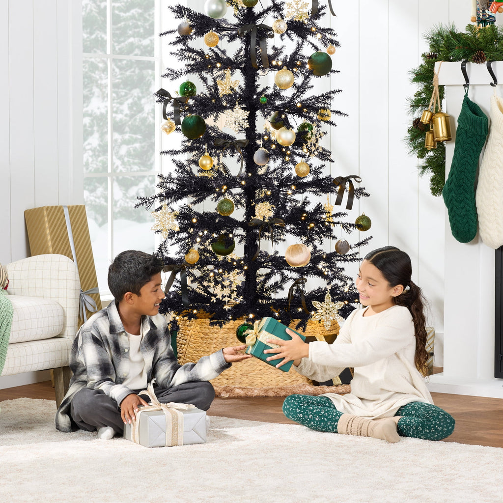 Best Choice Products 4.5ft Pre-Lit Sparse Christmas Tree w/ 100 2-in-1 LED Lights, Cordless Connection, Metal Stand