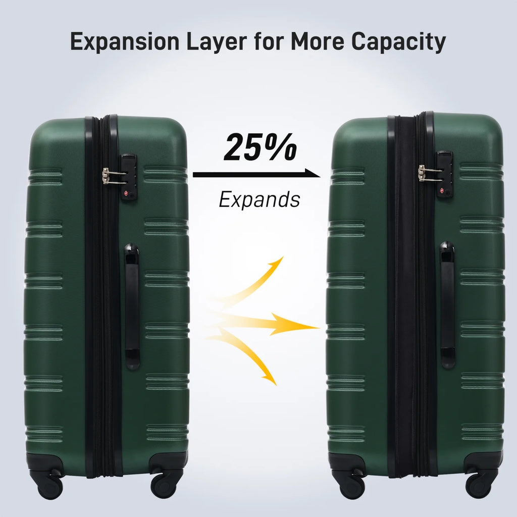 Luggage Sets 3 Piece, Hardside Expandable Ultra Durable PC Lightweight Carry On, Travel Suitcase Set with TSA Lock Spinner Wheels, Multicolor Purple
