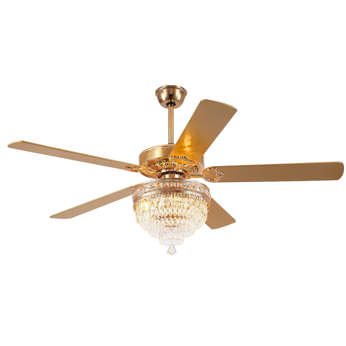 YIOSI 52" Crystal Ceiling Fan Fandelier with Remote Control, Modern Chrome Chandelier Ceiling Fan, Whisper-Quiet Motor, Reversible Blades, LED Lighting, Energy-Efficient, Elegant Living Room Fan