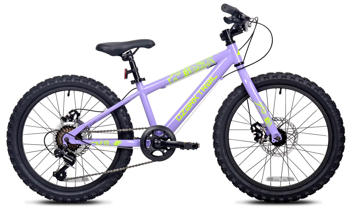 20" Ozark Trail Vibe Mountain Bicycle, 7 Speed, Fits Rider 3'11"-4'4", Purple, Teen, Unisex