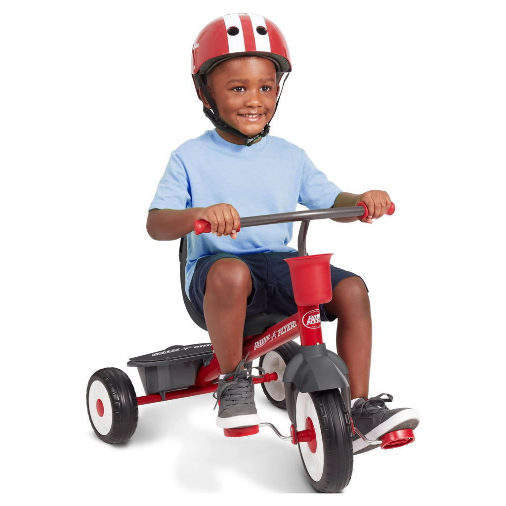 Radio Flyer, 4-in-1 Stroll 'N Trike with Activity Tray, Red & Gray, Convertible Tricycle