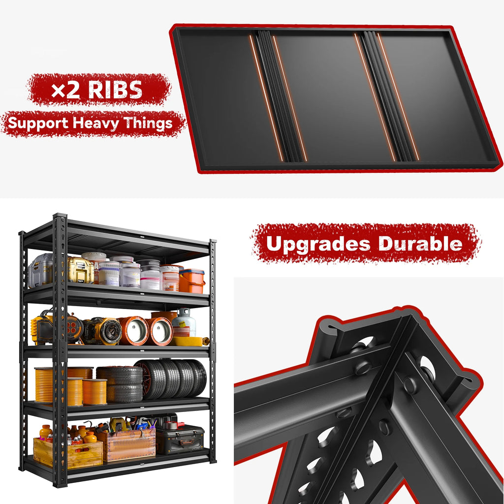 REIBII 3000 LBS Heavy Duty Storage Shelf for Garage Storage 72" Adjustable Metal Shelving Rack