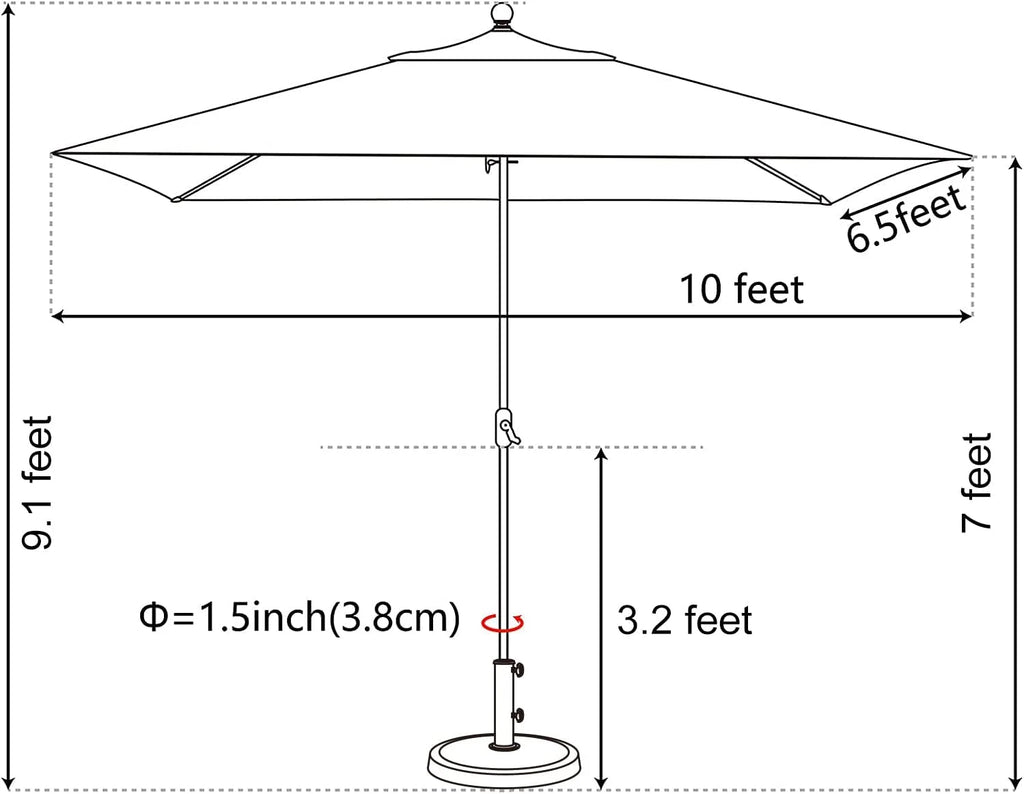EliteShade Sunumbrella 6x6Ft Square Market Umbrella with Ventilation