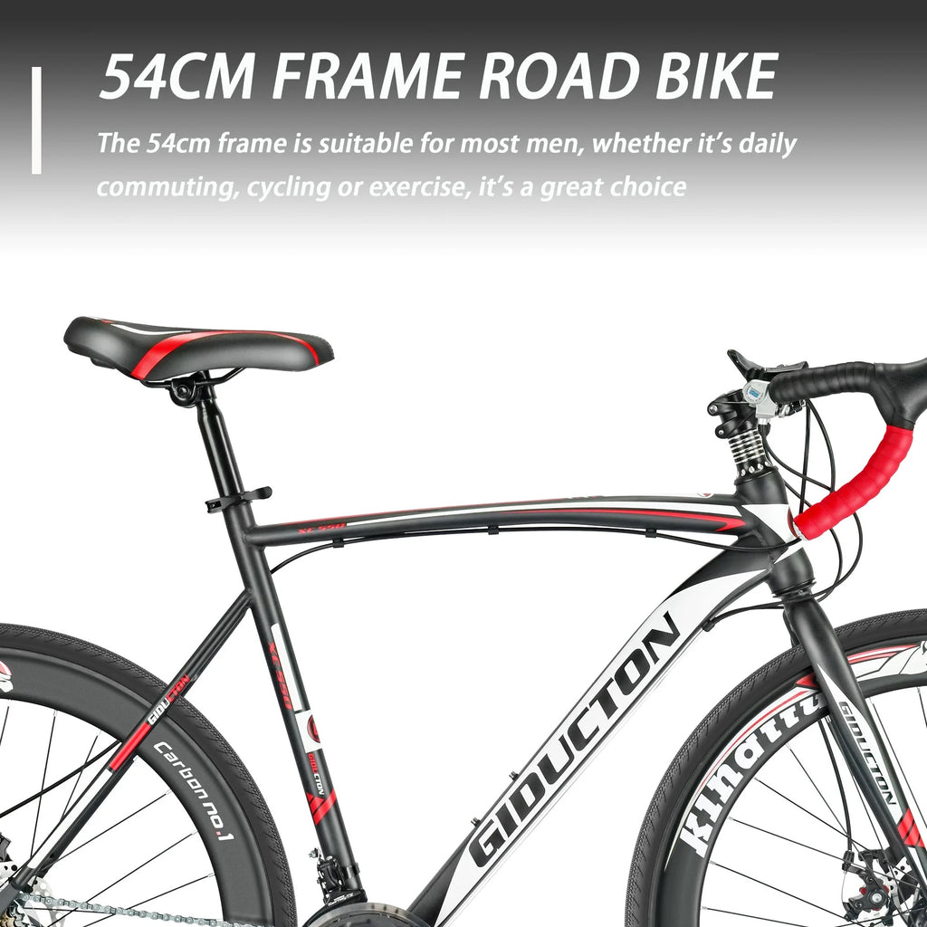 Eurobike XC550 Road Bike 21 Speed 700C wheels Racing Bike for Men 54Cm Adult Commuter Bicycle 3 Spoke wheels Black
