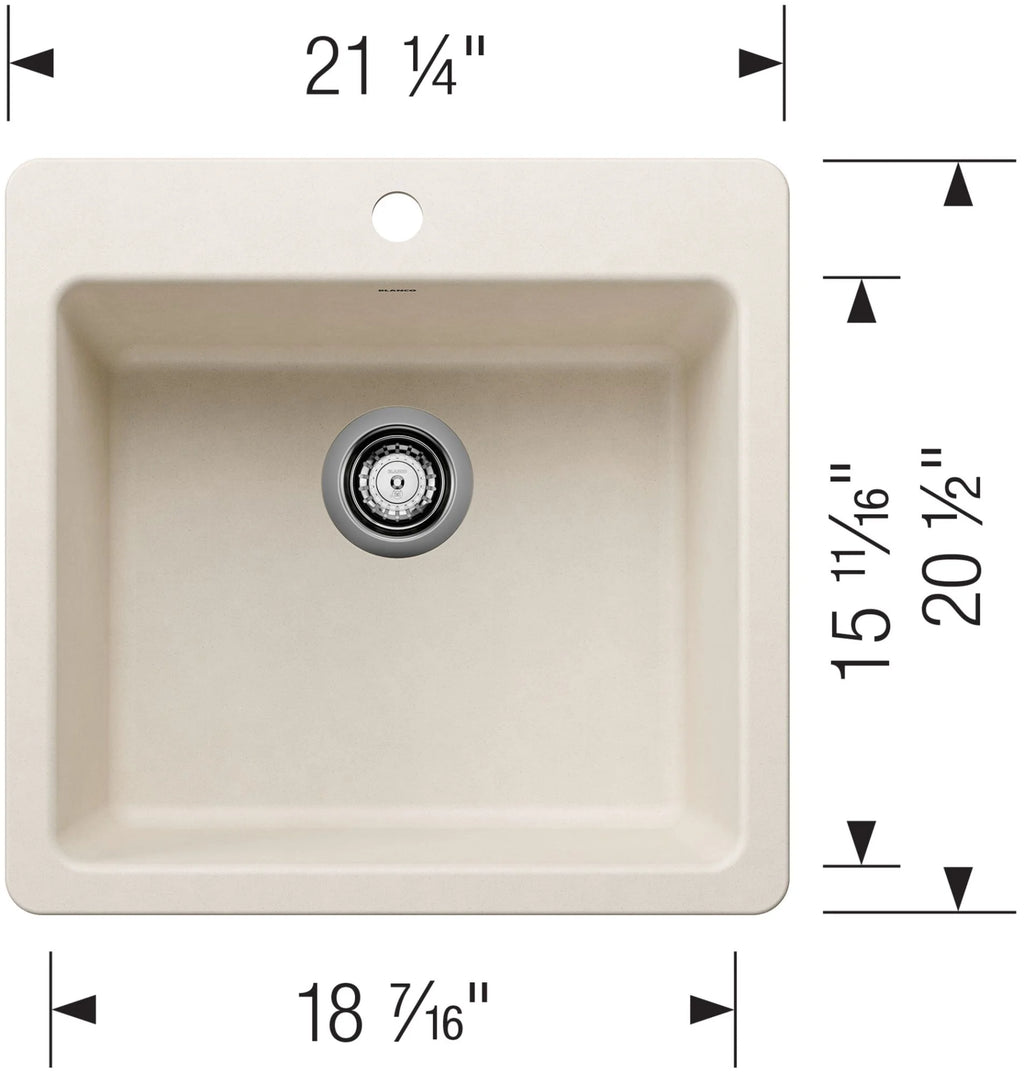 Blanco 443227 21 in. Liven Silgranti Single Bowl Dual Mount Kitchen Sink - Anthracite
