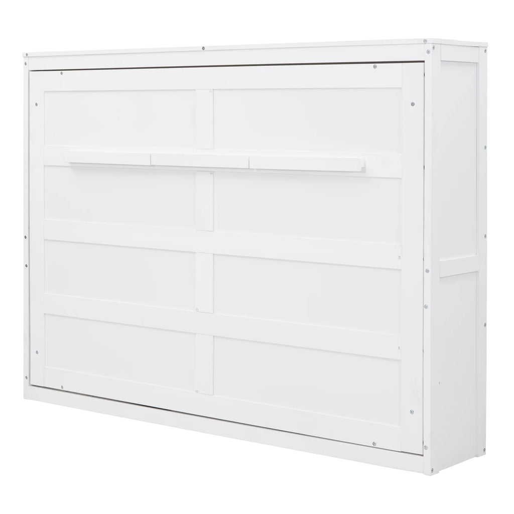 Harper & Bright Designs Full Size Murphy Bed Space-Saving Foldable Wooden Wall Bed with a Shelf for Guest Room Home Office, Gray