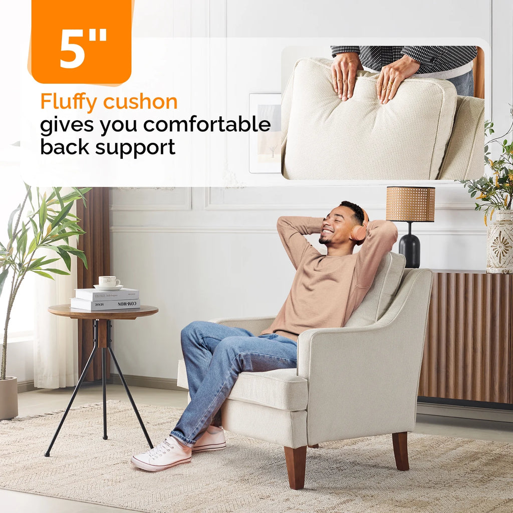 Ktaxon Fabric Accent Chair, Reading Armchair with Removable Cushion, Single Sofa with Extra Seat Depth for Living Room Bedroom Black