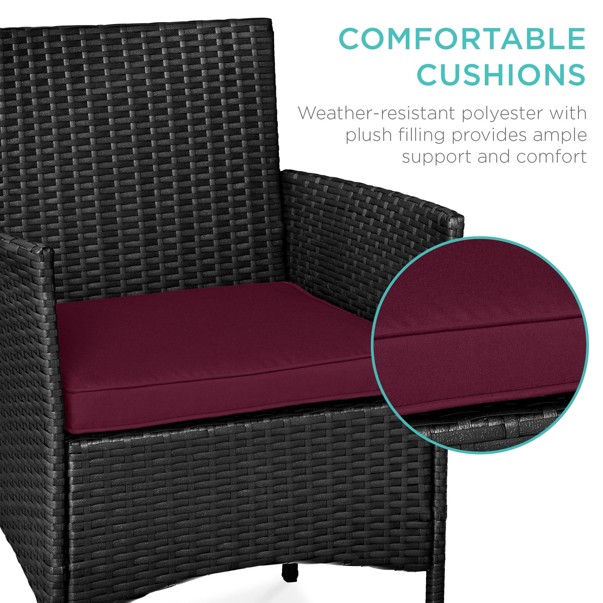 Best Choice Products 3-Piece Outdoor Wicker Conversation Patio Bistro Set, w/ 2 Chairs, Table - Gray/Navy