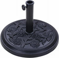 S4O Heavy Duty Round Outdoor Patio Pool Umbrella Base Stand w/ Black Rose Design