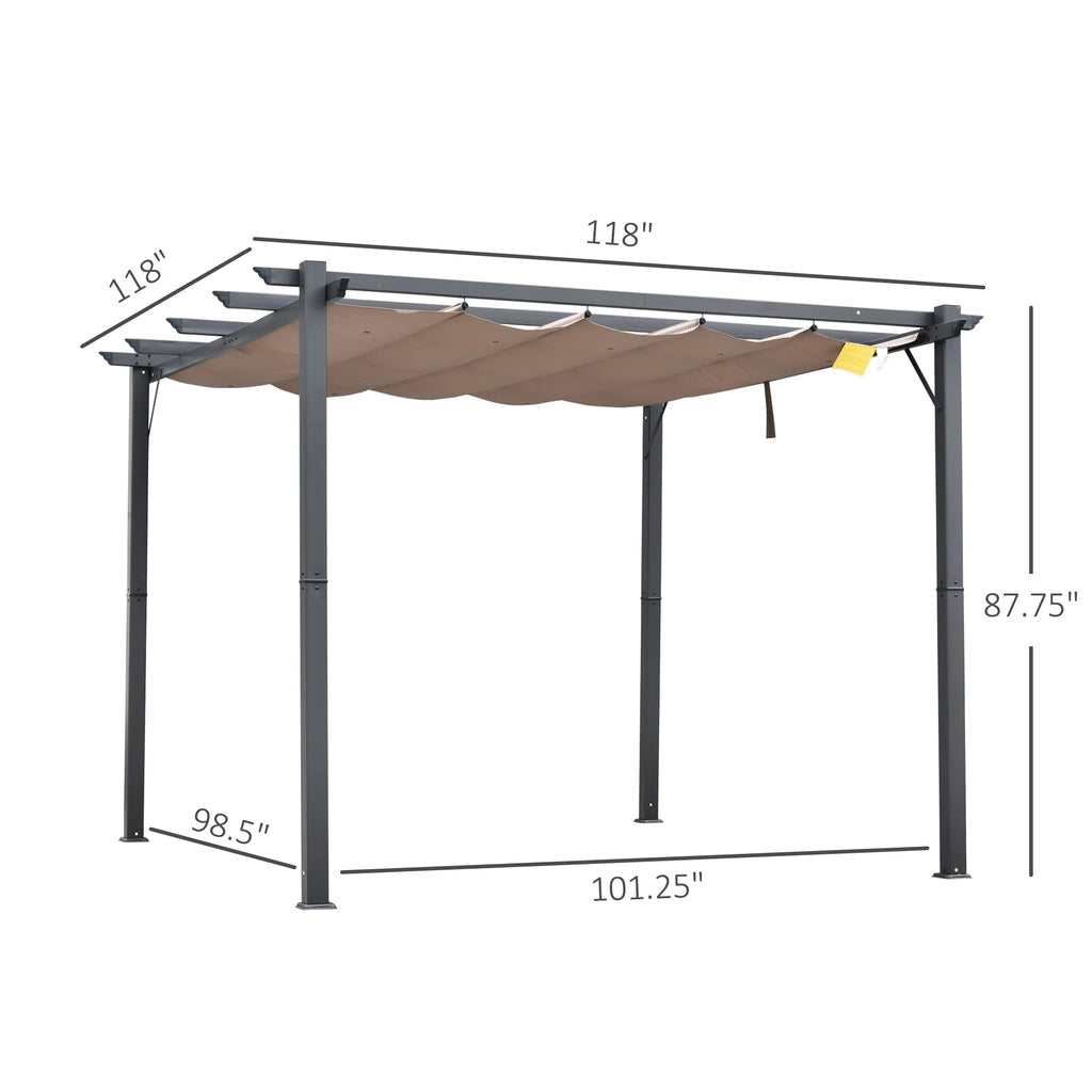 Outsunny 10' x 10' Pergola with Retractable Shade Canopy, Aluminum, Gray
