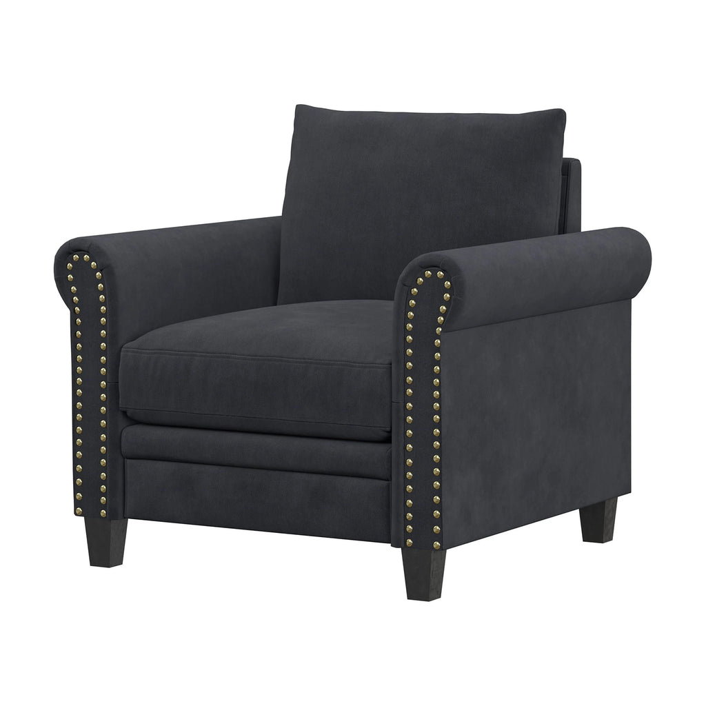Lifestyle Solutions Fallon Armchair with Nail Head Trim, Gray Fabric