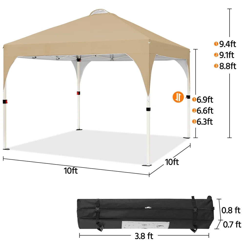 Topeakmart 8x8ft Pop Up Canopy Tent with Adjustable Height and Roller Bag, White