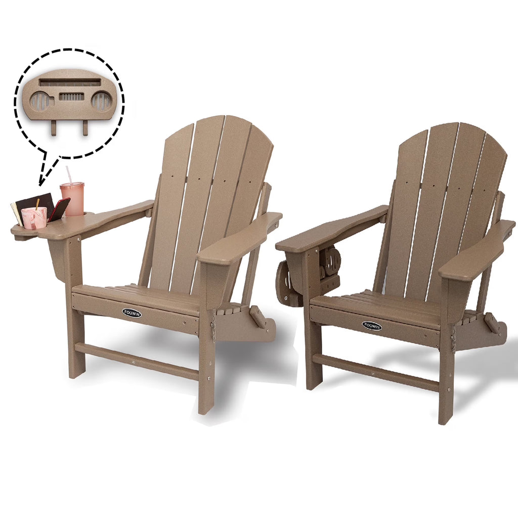 FOOWIN HDPE Plastic Adirondack Chairs Set of 4, Black