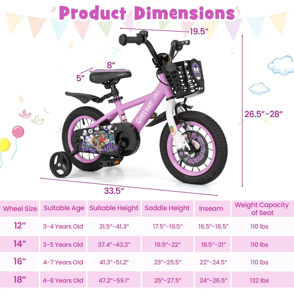 Costway 16" Kid’s Bike for 4-7 with Height-Adjustable Handlebar & Saddle Handbrake Blue