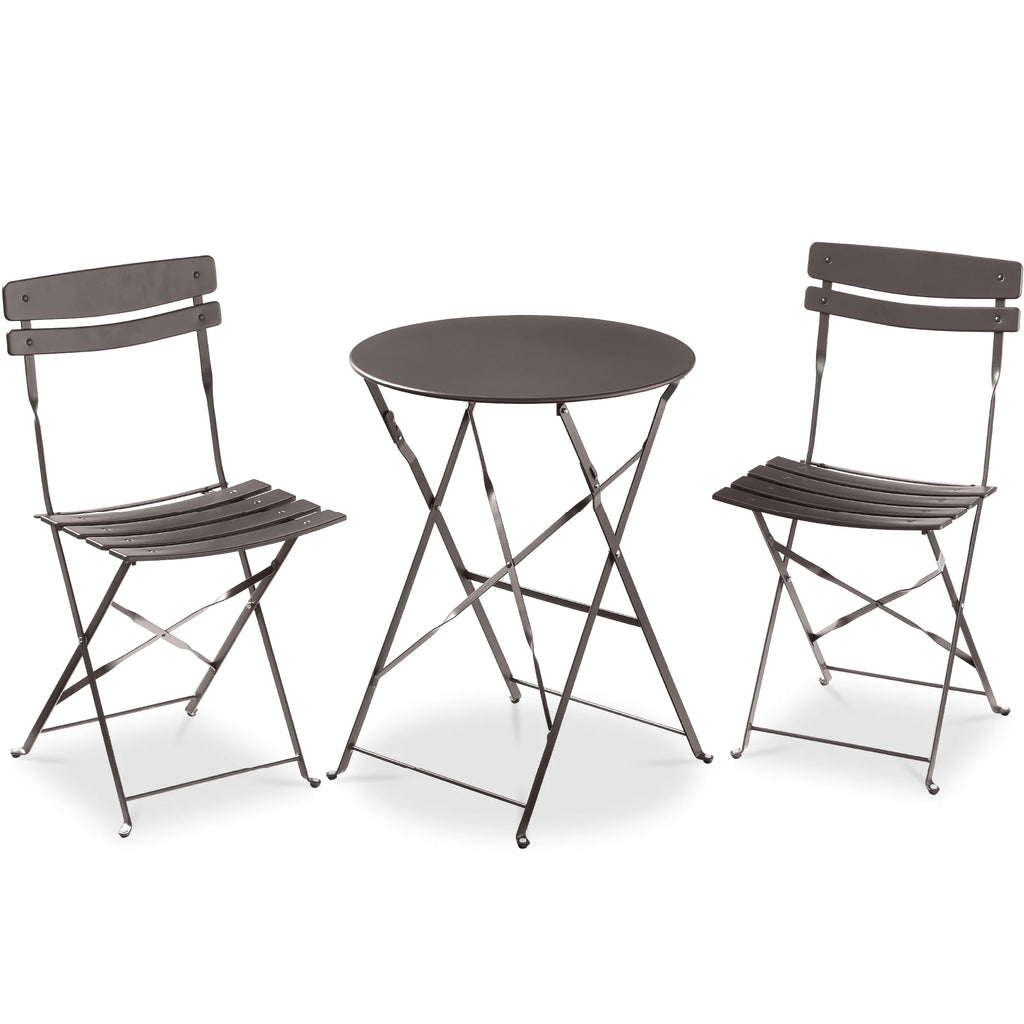 Best Choice Products 3-Piece Small Bistro Set, Folding Patio Furniture Set of 2 Chairs and Table - Black