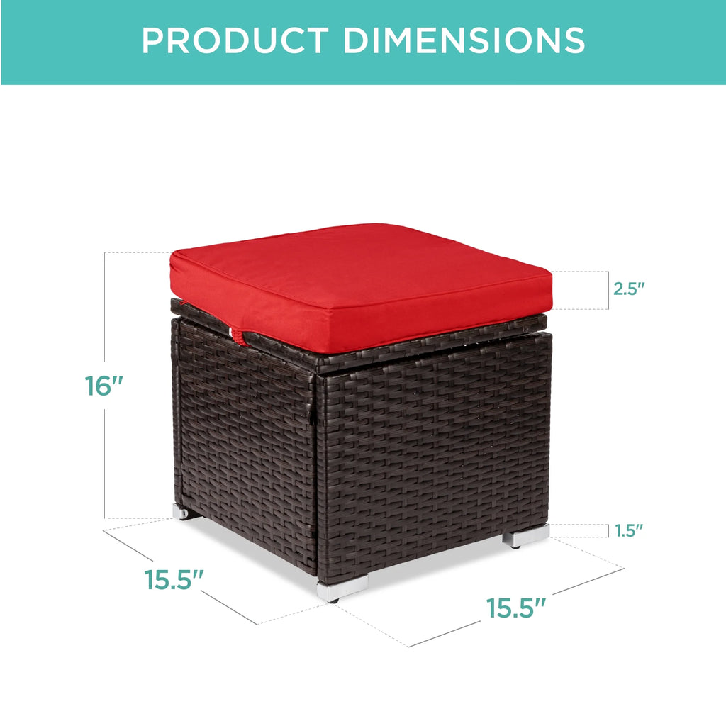 Best Choice Products Set of 2 Wicker Ottomans, Multipurpose Furniture w/ Removable Cushions - Brown/Beige