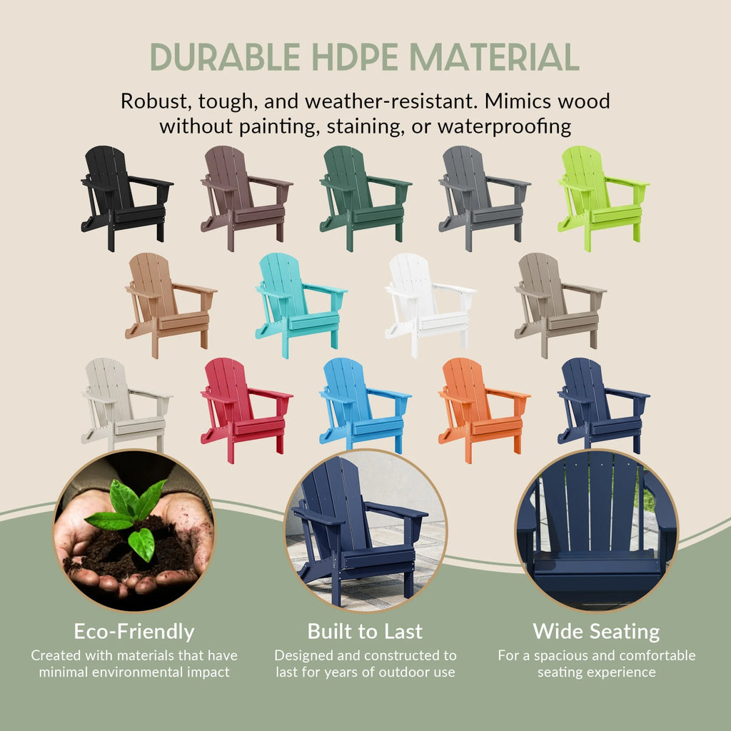 Westintrends Outdoor Folding HDPE Adirondack Chair, Patio Seat, Weather Resistant, Dark Brown