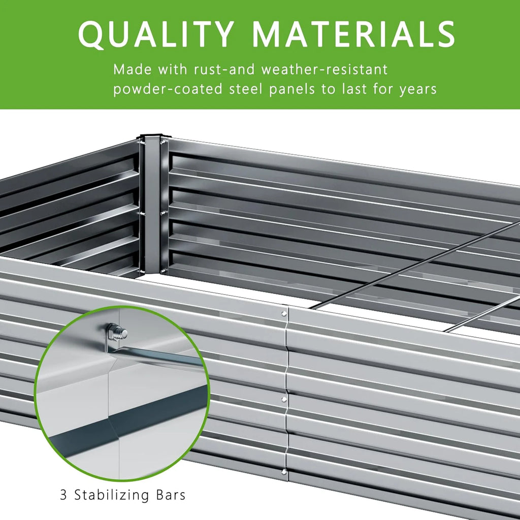 2PCS 12x2x1FT Galvanized Raised Garden Bed Kit,Vegetable Boxes-Rectangle Metal Flower Box,Large Planter Raised Beds Outdoor Garden for Planting,Fruit,Herb-Black