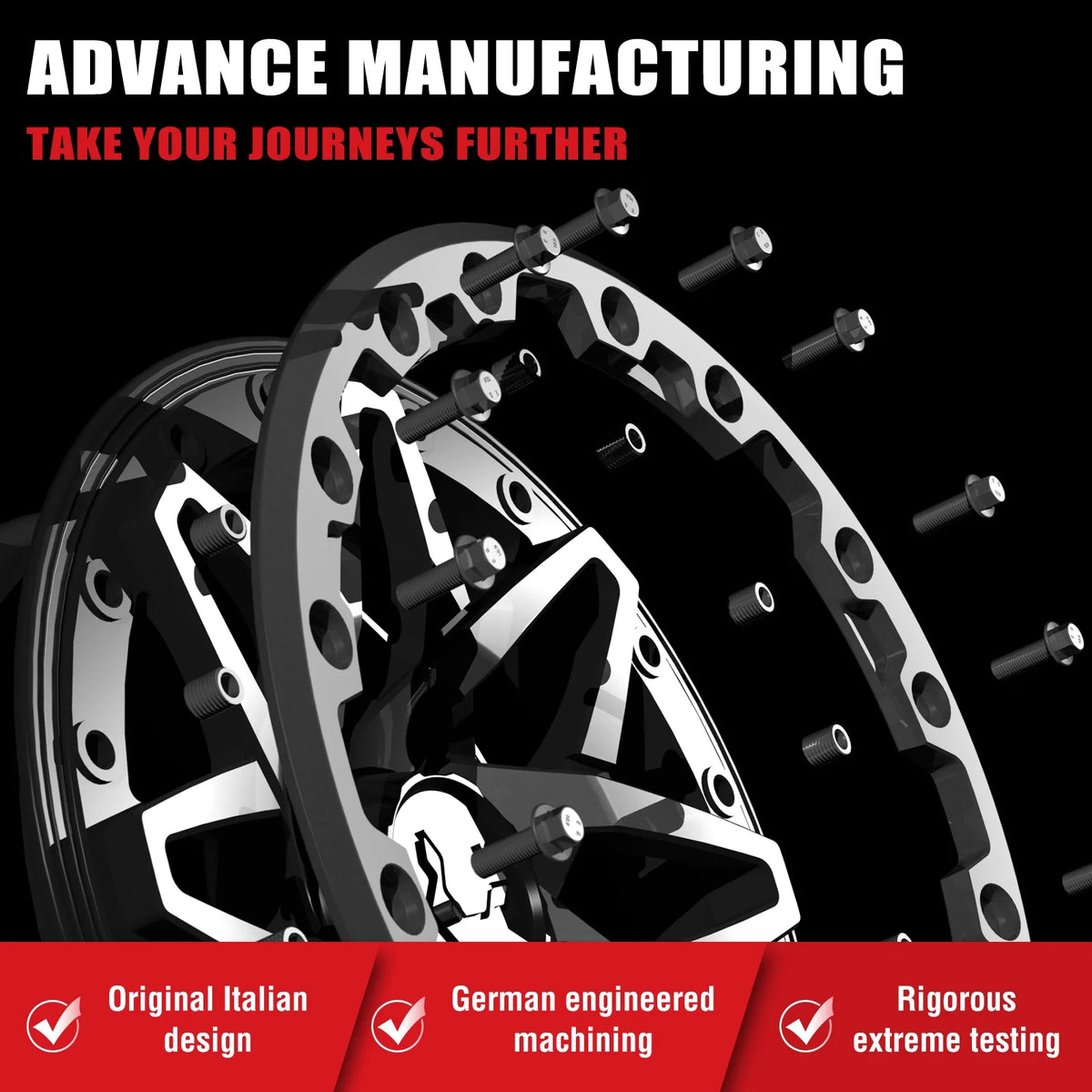 Bullite Wheels BT-05 Rider 15in UTV ATV SXS Beadlock Rims 15x7 Blue, 4x156 Bolt Pattern, 5+2 Offset, Compatible with Polaris RZR 1000 XP/Ranger XP 900/1000