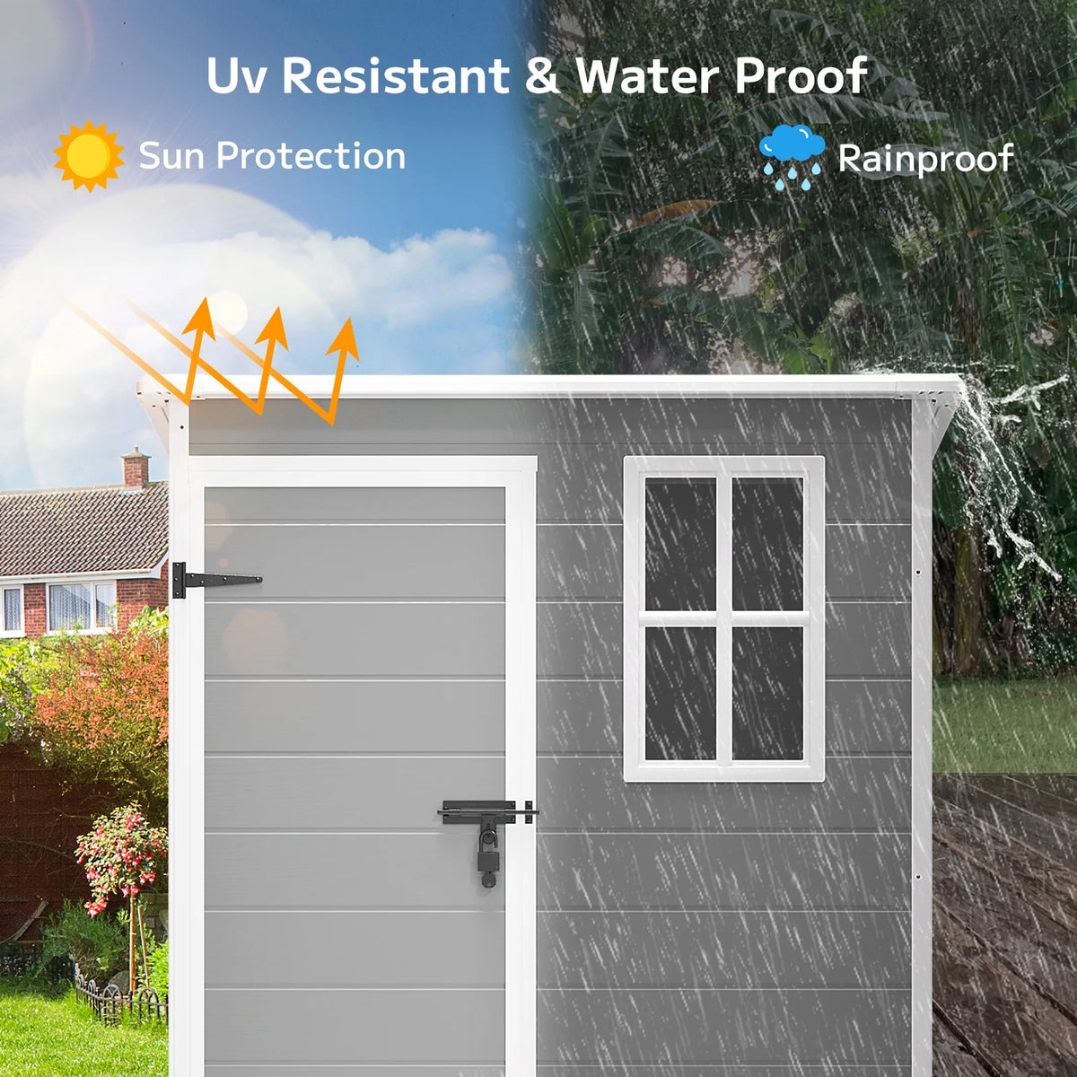 5x3ft 16.6 sq. ft. Outdoor Storage Shed, Asofer Resin Storage Shed, Plastic Garden Shed for Garden, Gray