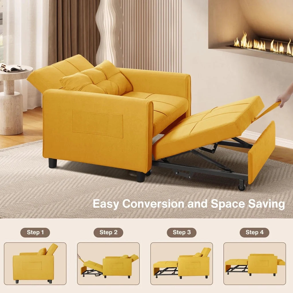Convertible Sleeper Chair, Aiho 3-in-1 Convertible Sofa Bed Recliner Chair with Pull Out Couch - Dark Gray