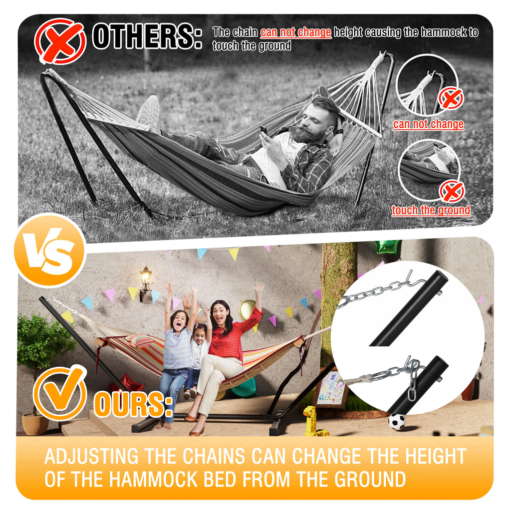 VEIKOUS 2-Person Hammock w/Metal Stand, Detachable Pad & Pillow 450lbs Weight Capacity, White