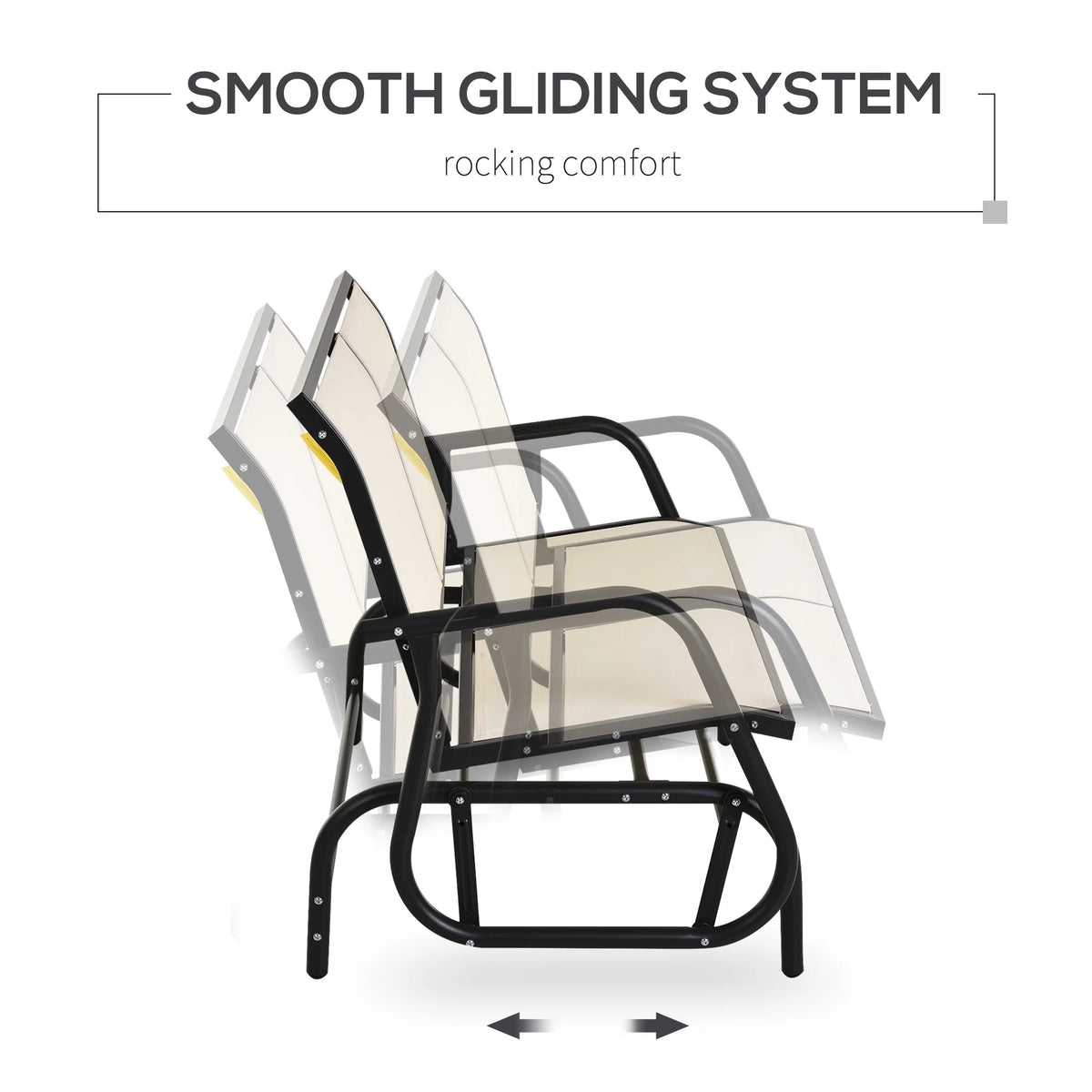 Outsunny 2-Person Outdoor Glider Bench, Patio Double Swing Rocking Chair Loveseat w/Powder Coated Steel Frame for Backyard Garden Porch, Black