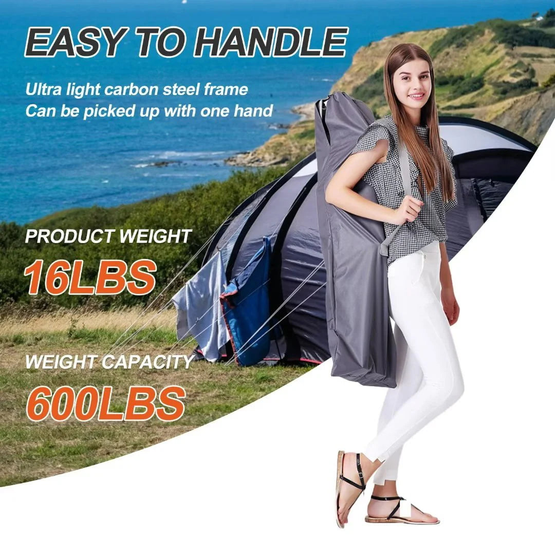 Docred Camping Cot Folding Camping Bed for Adults, Heavy Duty Collapsible Sleeping Bed, Travel Military Portable Cots Bed with Carry Bag & 2-Sided Mattress for Indoor & Outdoor Use