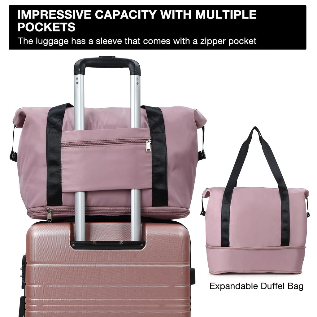 Danolapsi Luggage Sets 5 Piece Suitcases with Spinner Wheels,Womens Luggage Sets Carry on Bag Set,Hardside Carry On Suitcase Sets with Tsa Locks Duffel Bag,Travel Luggage