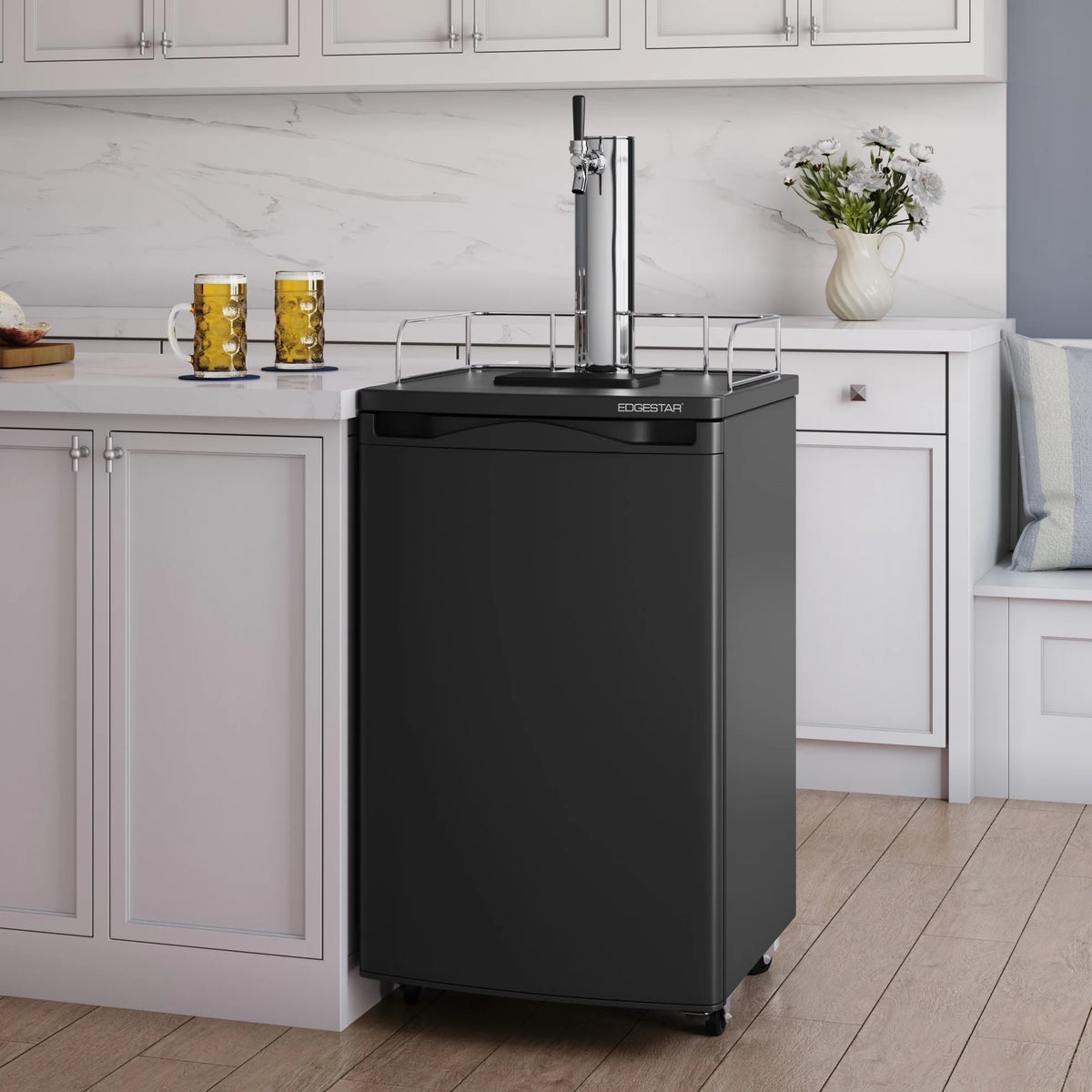 Edgestar Kc2000twin 20" Wide Dual Tap Kegerator For Full Size Kegs - Stainless Steel