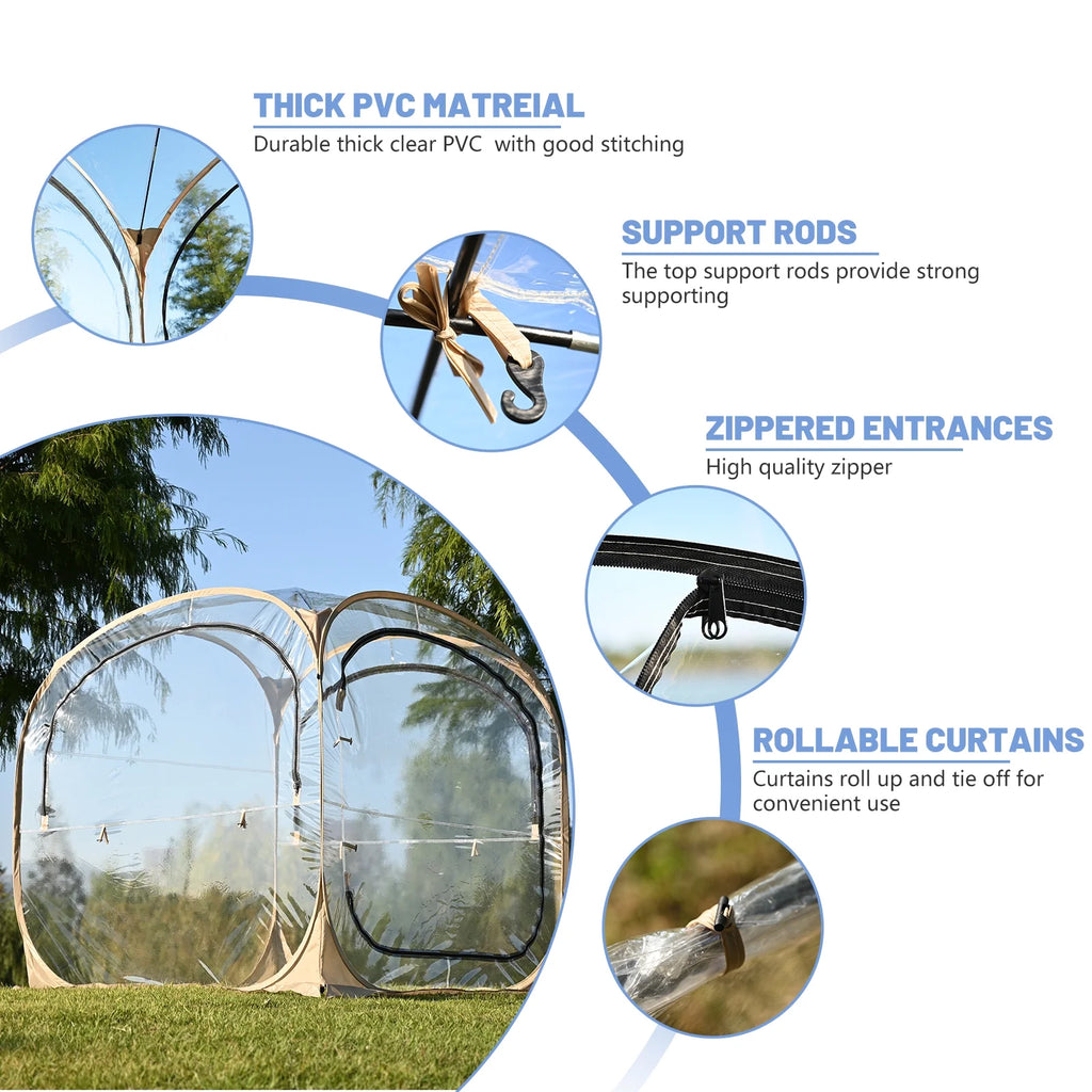 NAIZEA Large Bike Storage Tent, 47" Depth Storage for 6 Bikes Waterproof Outdoor Bicycle Cover, Lawn Mower Garden Tools Shed, Backyard Storage Room Tent Shelter W/Fixing Peg & Rop