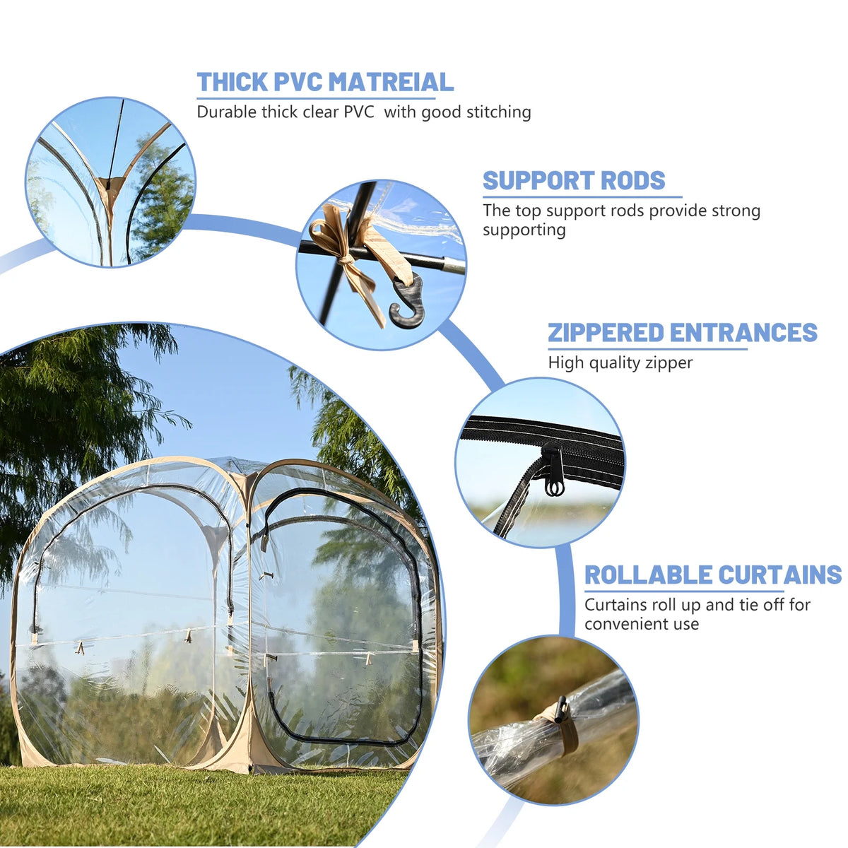 NAIZEA Large Bike Storage Tent, 47" Depth Storage for 6 Bikes Waterproof Outdoor Bicycle Cover, Lawn Mower Garden Tools Shed, Backyard Storage Room Tent Shelter W/Fixing Peg & Rop
