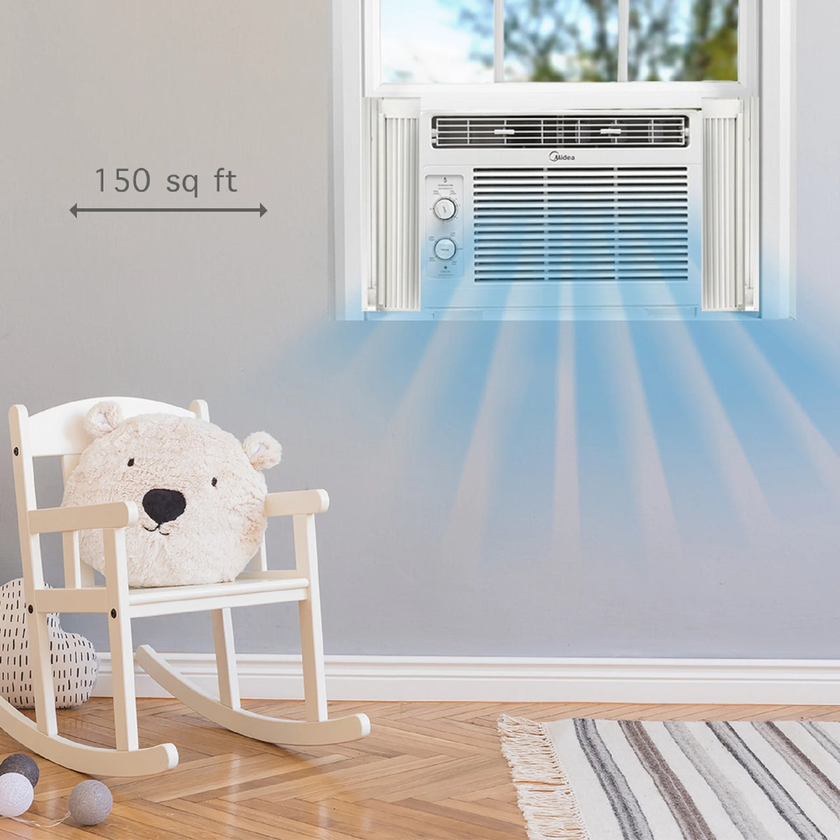 Midea 5,000 BTU 150 Sq ft Mechanical Window Air Conditioner, White, MAW05M1WWT, New