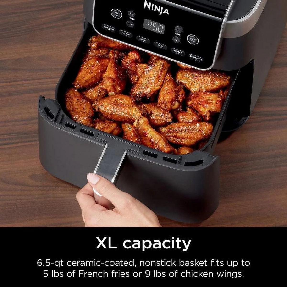 Ninja Air Fryer Pro XL 6-in-1 with 6.5 QT Capacity, Max Crisp, Air Fry, Air Roast, Bake, Reheat, Dehydrate, Max Crisp Technology with 450F, Nonstick Basket Crisper Plate